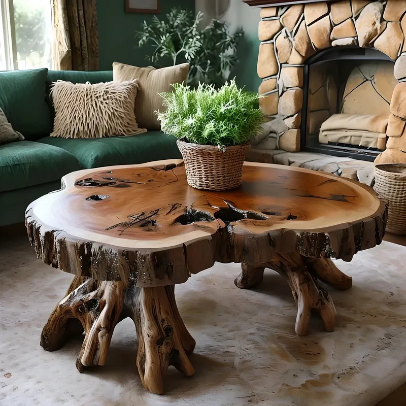 Round Tamarind Wood Coffee Table