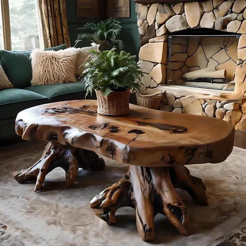 Recycled Solid Wood Coffee Table, Rustic Handmade