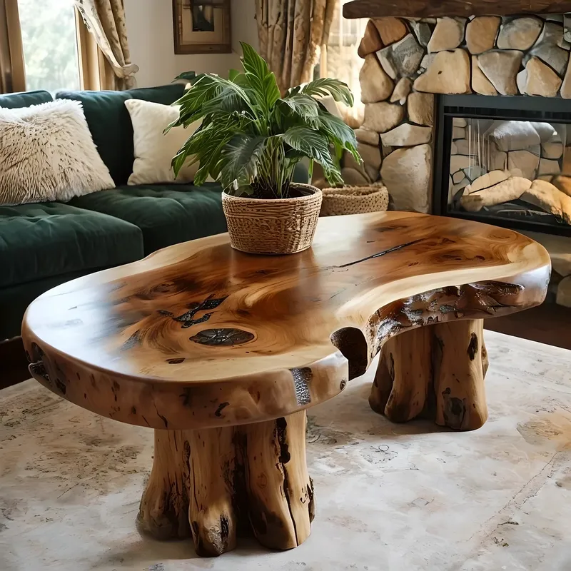 Solid Wood Tea Table, Rustic Handmade