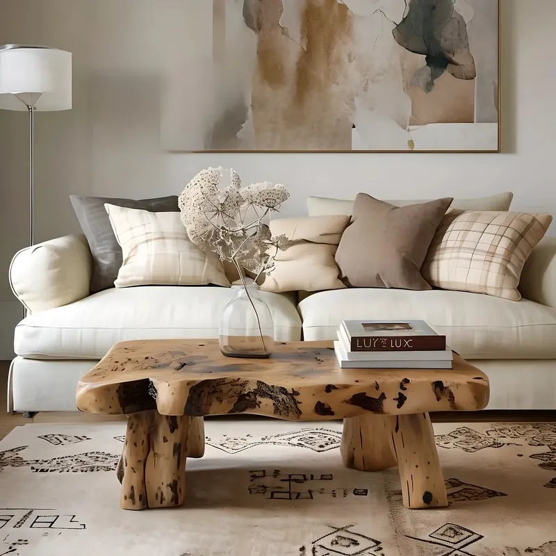 Recycled Solid Wood Tea Table, Rustic Handmade