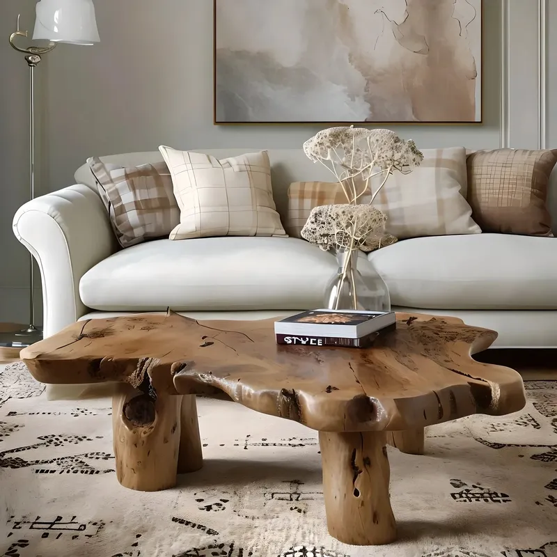 Monolithic Solid Wood Sofa Table, Modern Rustic